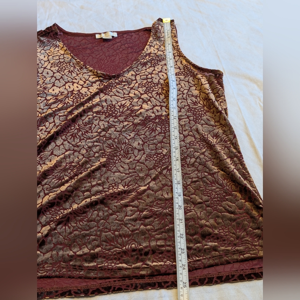 Finn & Grace Velvet Burnout Tank Top/Sleeveless Blouse Size Small - Picture 7 of 9